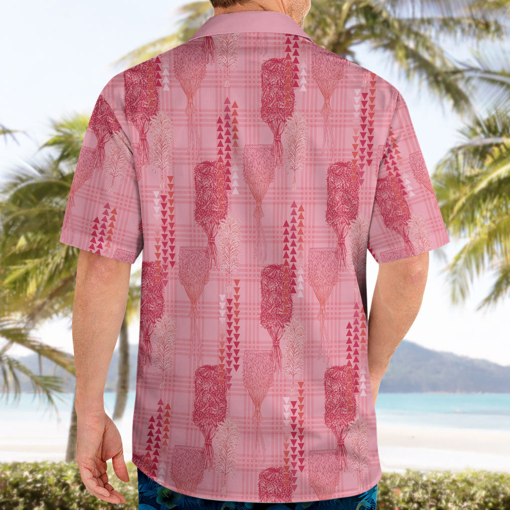 Aloha Hawaii Vintage Kahili Pa'a Lima Hawaiian Shirt Palaka Print Berry Pink