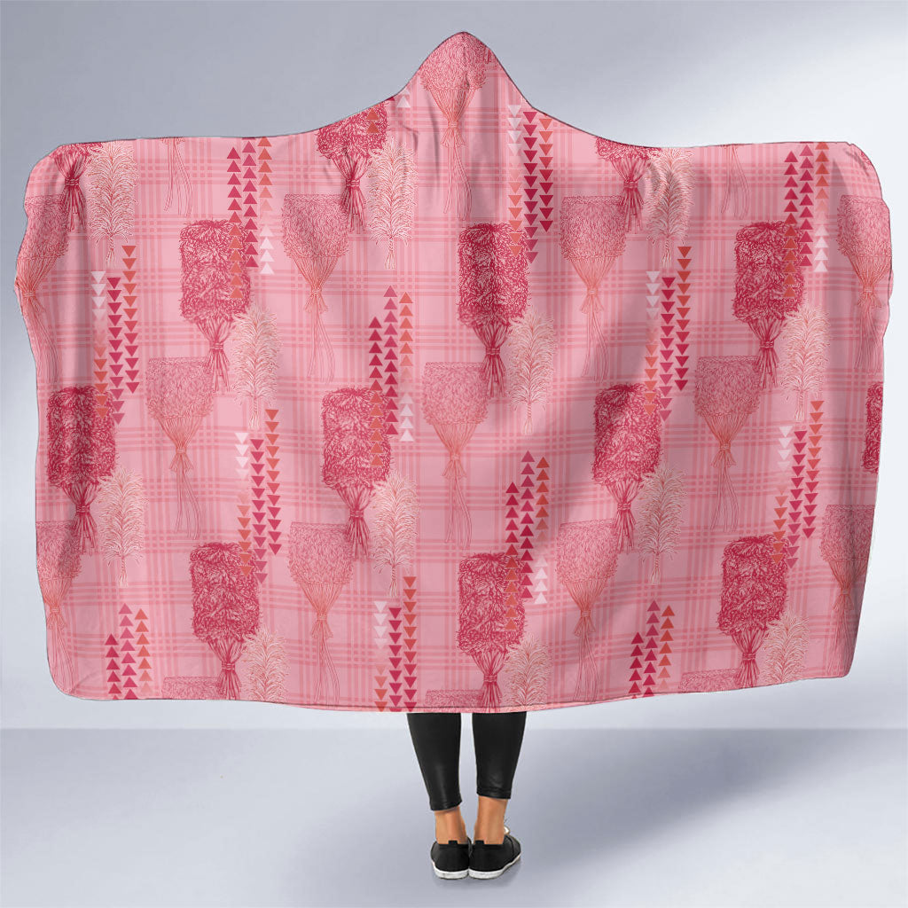 Aloha Hawaii Vintage Kahili Pa'a Lima Hooded Blanket Palaka Print Berry Pink LT7 One Size Pink - Polynesian Pride
