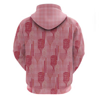 Aloha Hawaii Vintage Kahili Pa'a Lima Hoodie Palaka Print Berry Pink