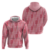 Aloha Hawaii Vintage Kahili Pa'a Lima Hoodie Palaka Print Berry Pink