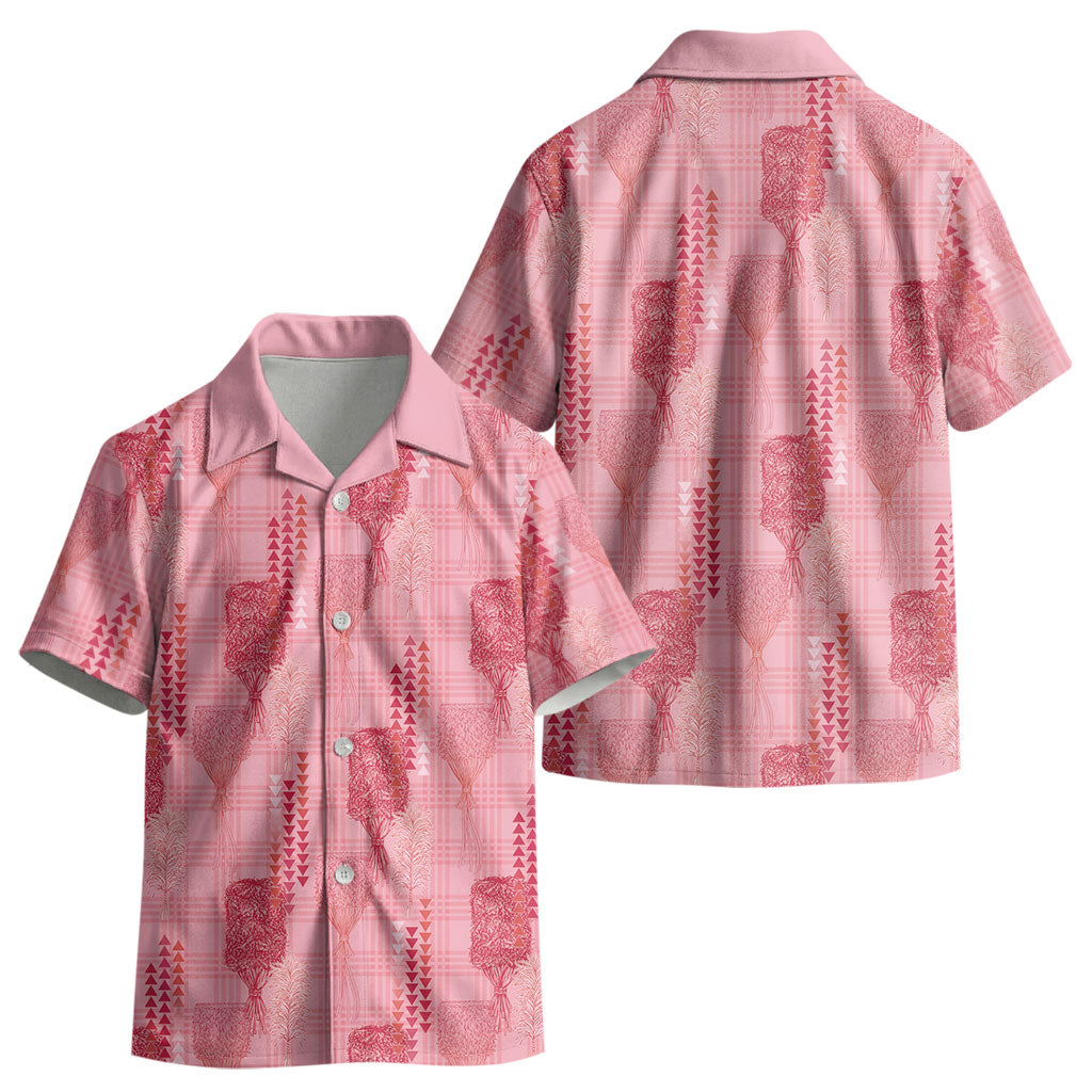 Aloha Hawaii Vintage Kahili Pa'a Lima Kid Hawaiian Shirt Palaka Print Berry Pink