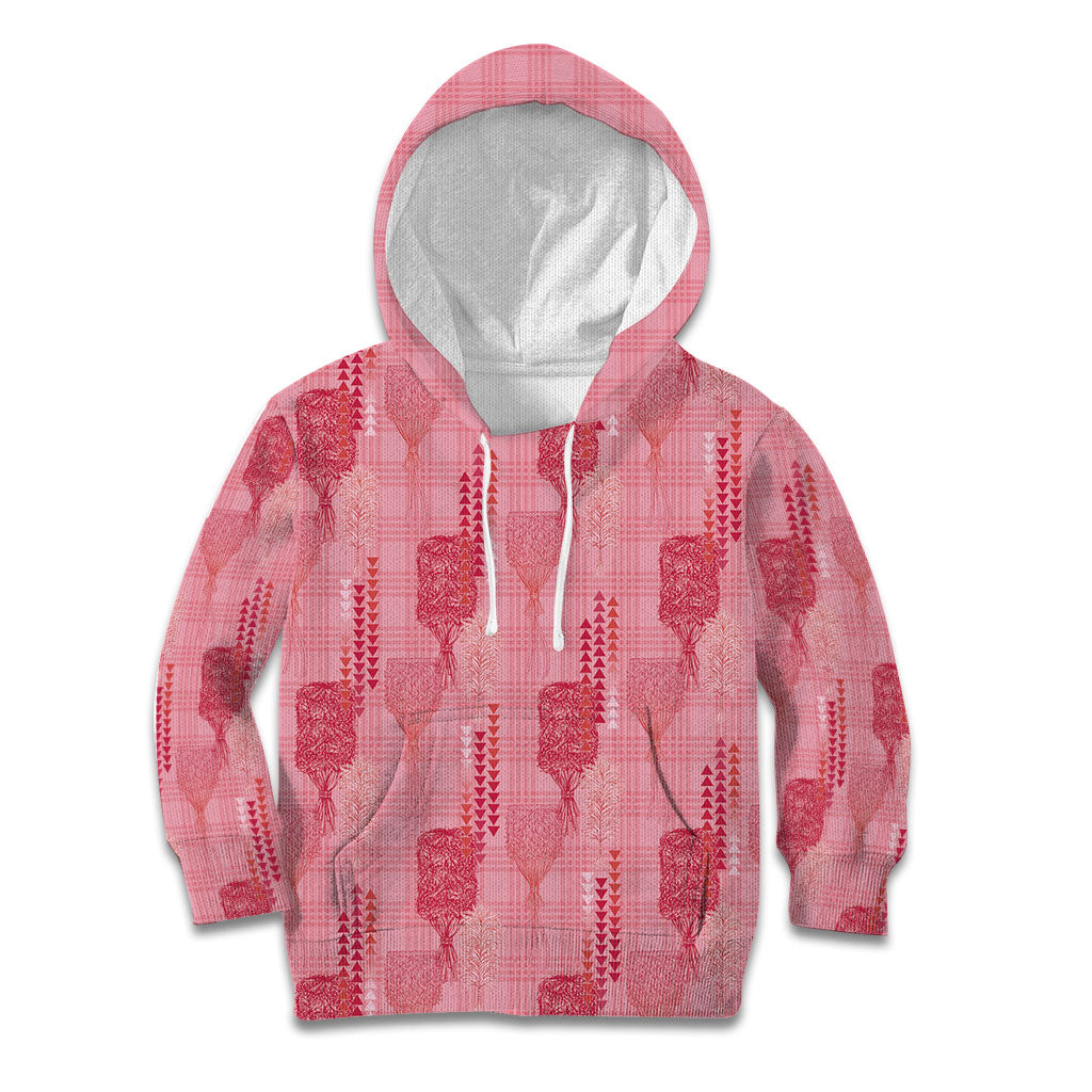 Aloha Hawaii Vintage Kahili Pa'a Lima Kid Hoodie Palaka Print Berry Pink