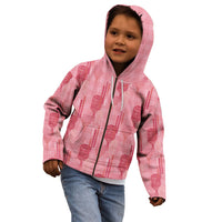 Aloha Hawaii Vintage Kahili Pa'a Lima Kid Hoodie Palaka Print Berry Pink