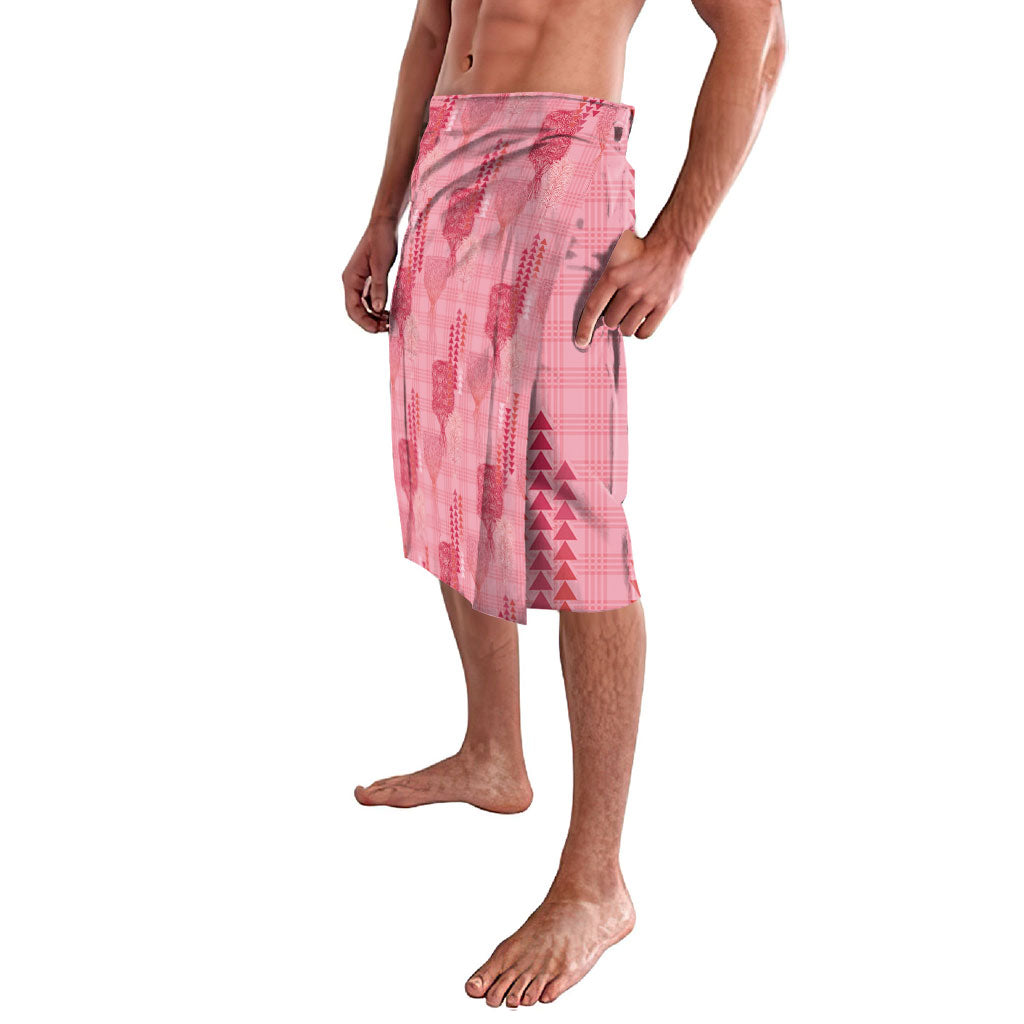 Aloha Hawaii Vintage Kahili Pa'a Lima Lavalava Palaka Print Berry Pink