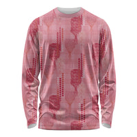 Aloha Hawaii Vintage Kahili Pa'a Lima Long Sleeve Shirt Palaka Print Berry Pink