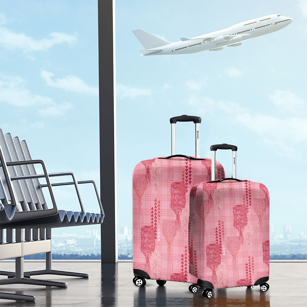 Aloha Hawaii Vintage Kahili Pa'a Lima Luggage Cover Palaka Print Berry Pink