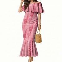 Aloha Hawaii Vintage Kahili Pa'a Lima Mermaid Dress Palaka Print Berry Pink