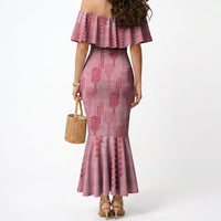 Aloha Hawaii Vintage Kahili Pa'a Lima Mermaid Dress Palaka Print Berry Pink