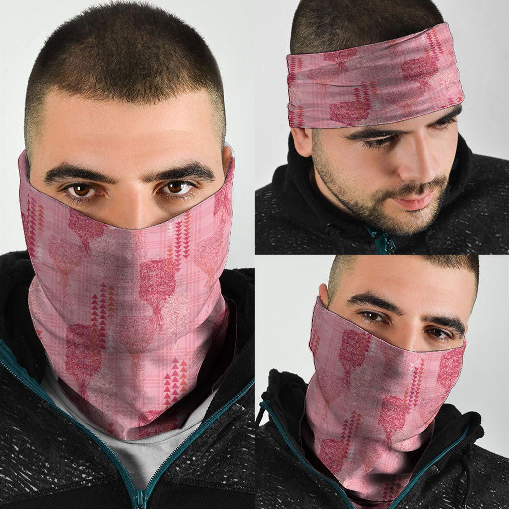 Aloha Hawaii Vintage Kahili Pa'a Lima Neck Gaiter Palaka Print Berry Pink