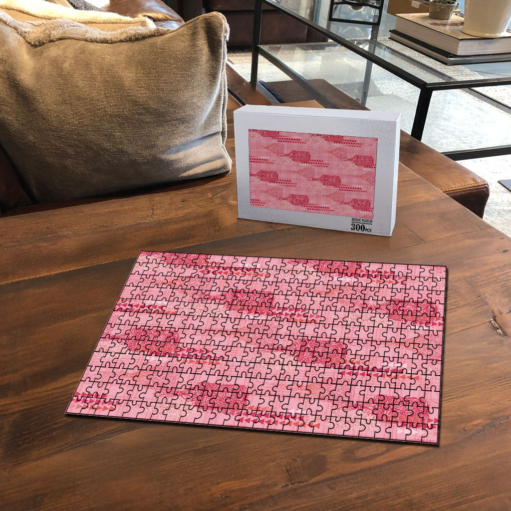Aloha Hawaii Vintage Kahili Pa'a Lima Puzzle Palaka Print Berry Pink