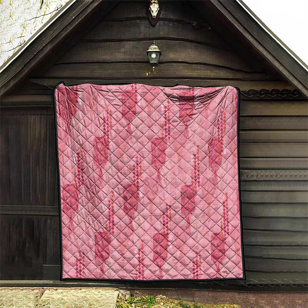 Aloha Hawaii Vintage Kahili Pa'a Lima Quilt Palaka Print Berry Pink