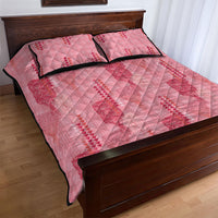 Aloha Hawaii Vintage Kahili Pa'a Lima Quilt Bed Set Palaka Print Berry Pink