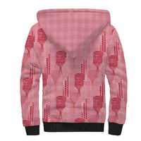 Aloha Hawaii Vintage Kahili Pa'a Lima Sherpa Hoodie Palaka Print Berry Pink