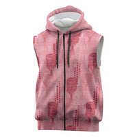 Aloha Hawaii Vintage Kahili Pa'a Lima Sleeveless Zip Hoodie Palaka Print Berry Pink