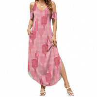Aloha Hawaii Vintage Kahili Pa'a Lima Summer Maxi Dress Palaka Print Berry Pink