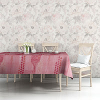 Aloha Hawaii Vintage Kahili Pa'a Lima Tablecloth Palaka Print Berry Pink