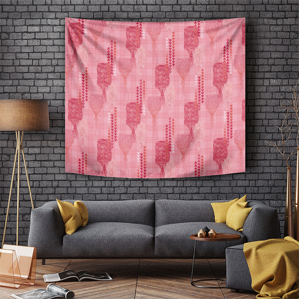 Aloha Hawaii Vintage Kahili Pa'a Lima Tapestry Palaka Print Berry Pink LT7 Pink - Polynesian Pride