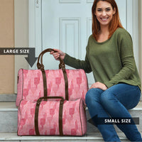 Aloha Hawaii Vintage Kahili Pa'a Lima Travel Bag Palaka Print Berry Pink