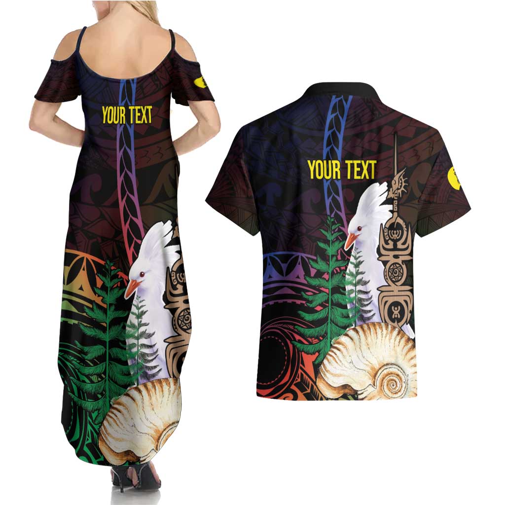 New Caledonia Kanaky Personalized Couples Matching Summer Maxi Dress and Hawaiian Shirt Kagu Bird Emblem LT7 - Polynesian Pride