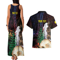 New Caledonia Kanaky Personalized Couples Matching Tank Maxi Dress and Hawaiian Shirt Kagu Bird Emblem LT7 - Polynesian Pride
