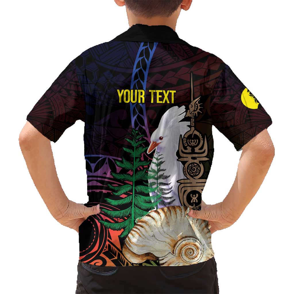 New Caledonia Kanaky Personalized Family Matching Long Sleeve Bodycon Dress and Hawaiian Shirt Kagu Bird Emblem LT7 - Polynesian Pride