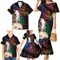 New Caledonia Kanaky Personalized Family Matching Mermaid Dress and Hawaiian Shirt Kagu Bird Emblem LT7 - Polynesian Pride