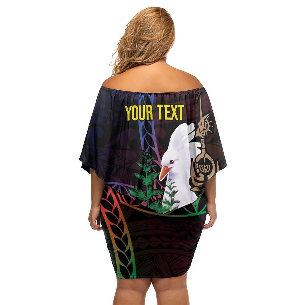 New Caledonia Kanaky Personalized Family Matching Off Shoulder Short Dress and Hawaiian Shirt Kagu Bird Emblem LT7 - Polynesian Pride