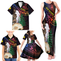 New Caledonia Kanaky Personalized Family Matching Tank Maxi Dress and Hawaiian Shirt Kagu Bird Emblem LT7 - Polynesian Pride