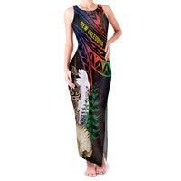 New Caledonia Kanaky Personalized Family Matching Tank Maxi Dress and Hawaiian Shirt Kagu Bird Emblem LT7 Mom's Dress Black - Polynesian Pride
