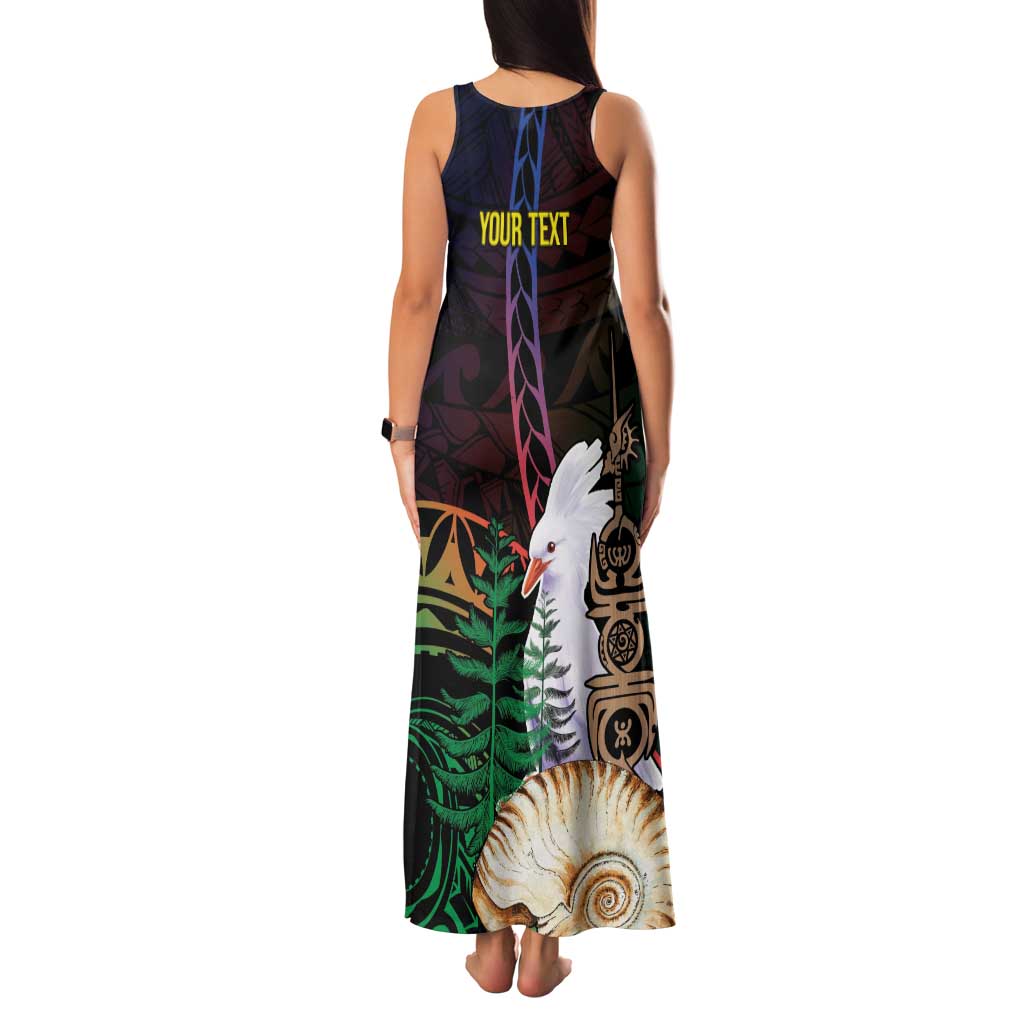 New Caledonia Kanaky Personalized Family Matching Tank Maxi Dress and Hawaiian Shirt Kagu Bird Emblem LT7 - Polynesian Pride