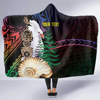 New Caledonia Kanaky Personalized Hooded Blanket Kagu Bird Emblem LT7 One Size Black - Polynesian Pride