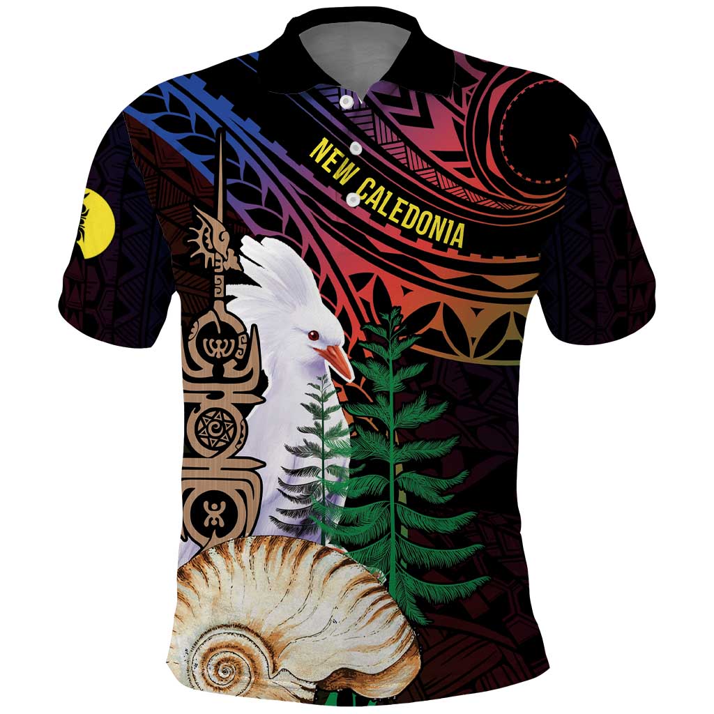 New Caledonia Kanaky Personalized Polo Shirt Kagu Bird Emblem LT7 Black - Polynesian Pride
