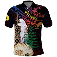 New Caledonia Kanaky Personalized Polo Shirt Kagu Bird Emblem LT7 Black - Polynesian Pride