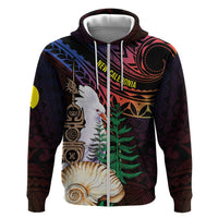 New Caledonia Kanaky Personalized Zip Hoodie Kagu Bird Emblem - Polynesian Pride
