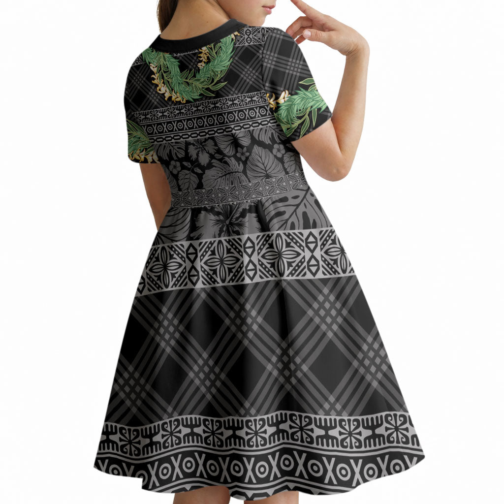 Hawai'i Paniolo Maile Twisted Lei Kid Short Sleeve Dress Obsidian Black LT7 - Polynesian Pride