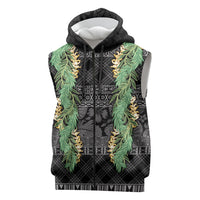 Hawai'i Paniolo Maile Twisted Lei Sleeveless Zip Hoodie Obsidian Black LT7 Black - Polynesian Pride