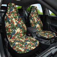 New Zealand Christmas Car Seat Cover Romantic Tui Birds on Pohutukawa - Ivory LT7 One Size Ivory - Polynesian Pride
