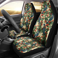 New Zealand Christmas Car Seat Cover Romantic Tui Birds on Pohutukawa - Ivory LT7 - Polynesian Pride