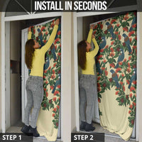 New Zealand Christmas Door Cover Romantic Tui Birds on Pohutukawa - Ivory LT7 - Polynesian Pride