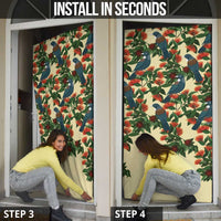 New Zealand Christmas Door Cover Romantic Tui Birds on Pohutukawa - Ivory LT7 - Polynesian Pride