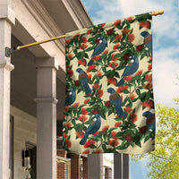 New Zealand Christmas Garden Flag Romantic Tui Birds on Pohutukawa - Ivory LT7 House Flag Ivory - Polynesian Pride