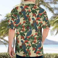 New Zealand Christmas Hawaiian Shirt Romantic Tui Birds on Pohutukawa - Ivory LT7 - Polynesian Pride