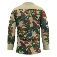 New Zealand Christmas Hockey Jersey Romantic Tui Birds on Pohutukawa - Ivory LT7 - Polynesian Pride