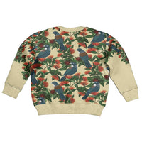 New Zealand Christmas Kid Ugly Christmas Sweater Romantic Tui Birds on Pohutukawa - Ivory LT7 - Polynesian Pride