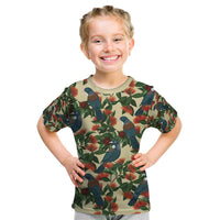 New Zealand Christmas Kid T Shirt Romantic Tui Birds on Pohutukawa - Ivory LT7 Ivory - Polynesian Pride
