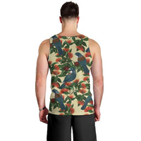New Zealand Christmas Men Tank Top Romantic Tui Birds on Pohutukawa - Ivory LT7 - Polynesian Pride