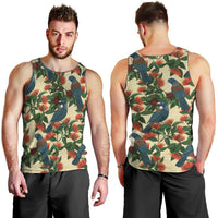 New Zealand Christmas Men Tank Top Romantic Tui Birds on Pohutukawa - Ivory LT7 - Polynesian Pride