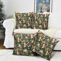 New Zealand Christmas Pillow Cover Romantic Tui Birds on Pohutukawa - Ivory - Polynesian Pride