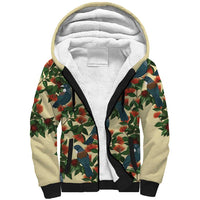 New Zealand Christmas Sherpa Hoodie Romantic Tui Birds on Pohutukawa - Ivory LT7 Unisex Ivory - Polynesian Pride