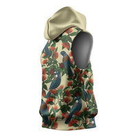 New Zealand Christmas Sleeveless Hoodie Romantic Tui Birds on Pohutukawa - Ivory LT7 - Polynesian Pride